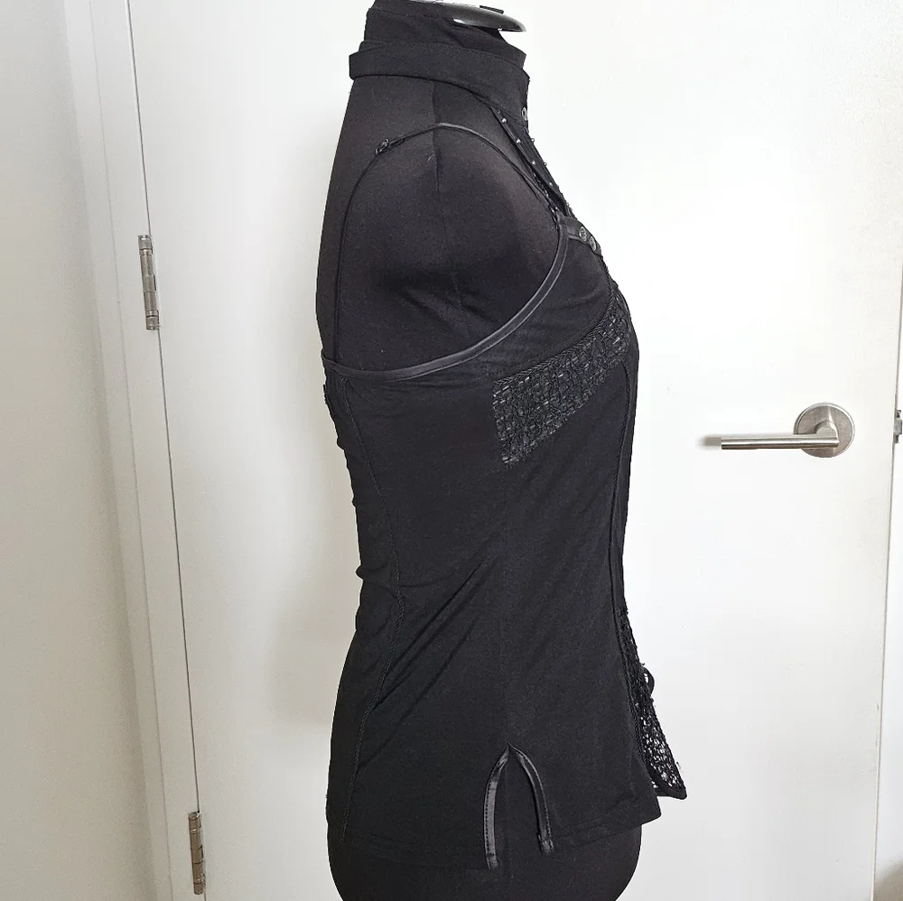 Ozzon Japan Ozz Croce Black Gothic High Neck Layered Top Silver Crosses And Lace - Picture 5 of 11